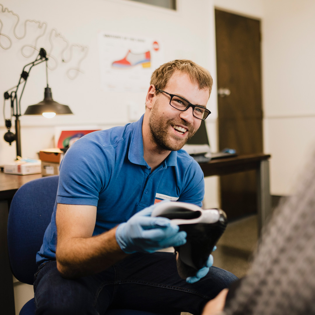 Patient consult fitting g20 Orthotics